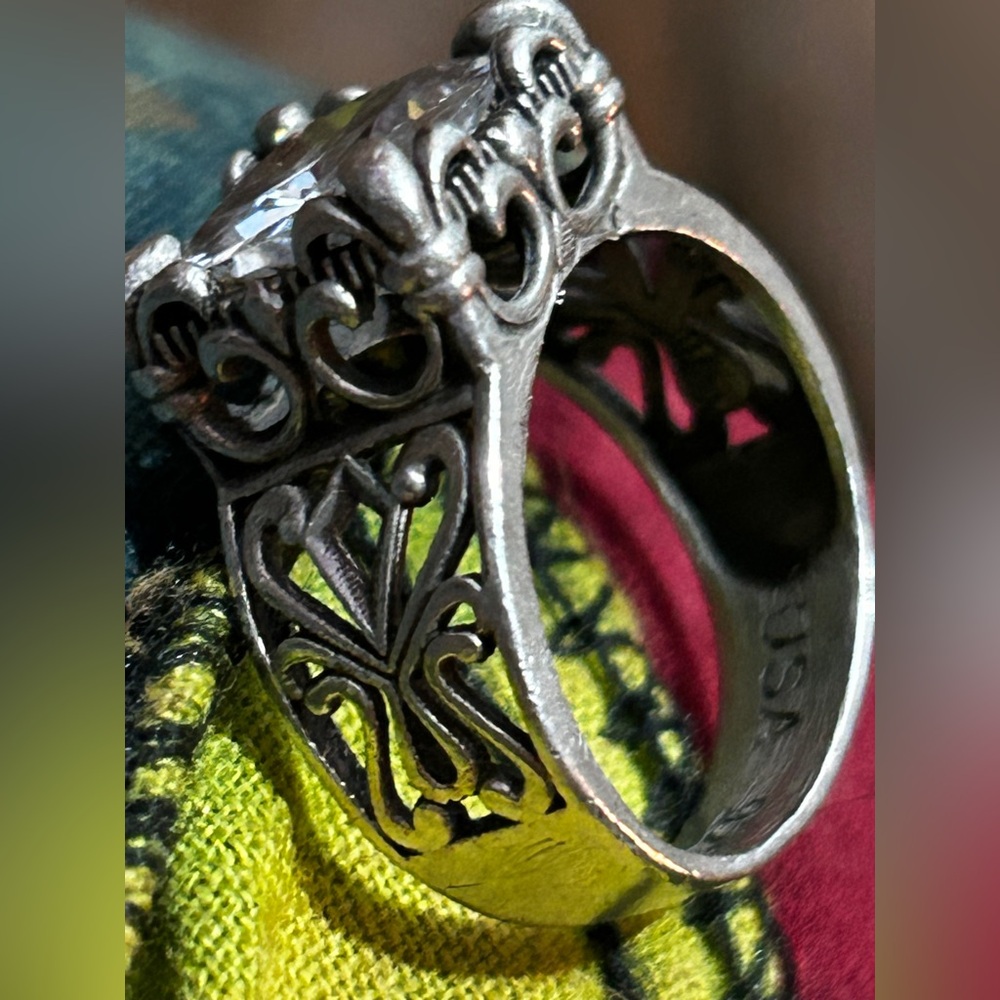 Made in USA Retired Lg SIlpada CZ & Filagree Ring